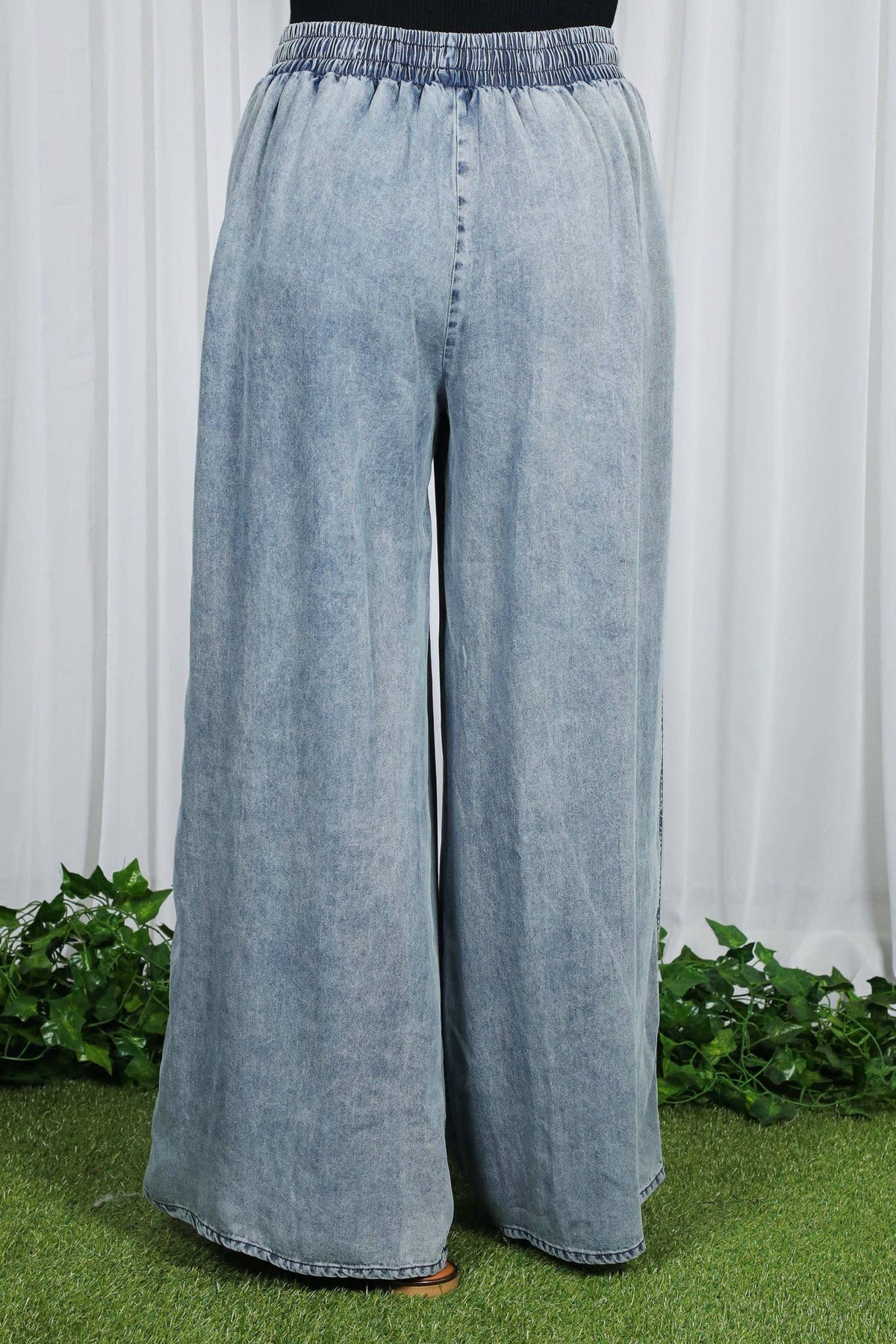 Wide Leg High Waist 100%Tencel Chambray Denim Pants VP83019