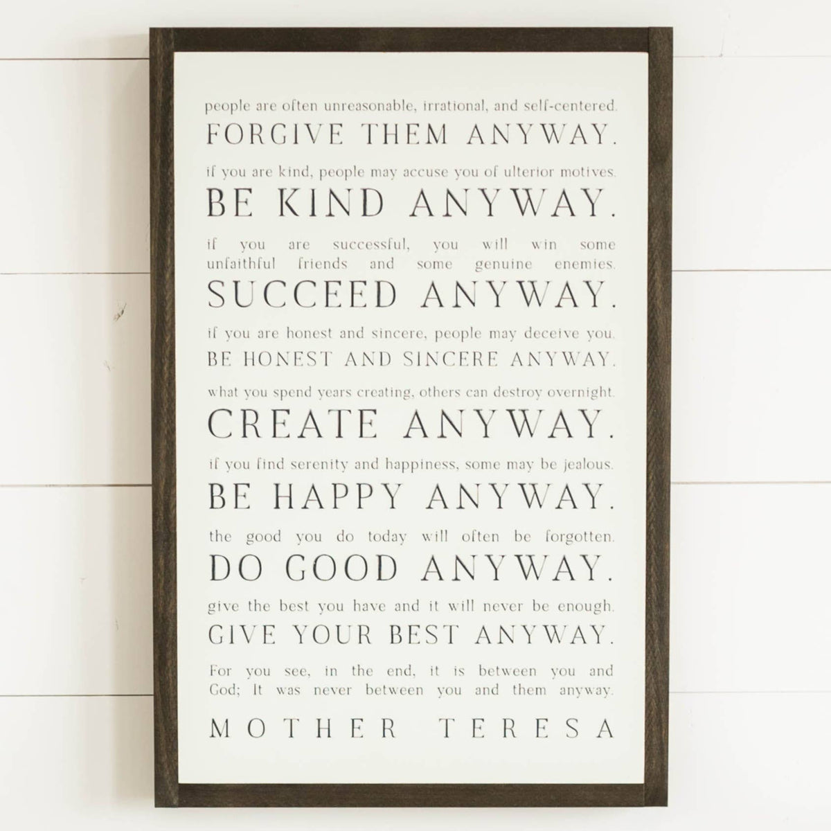 Love them Anyway | Mother Teresa | Wall Art