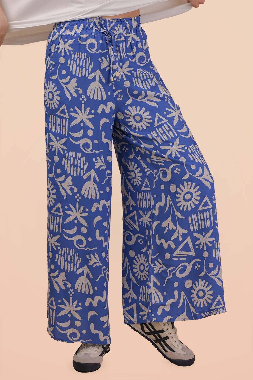 NP70715 - Printed Wide Leg Long Pants