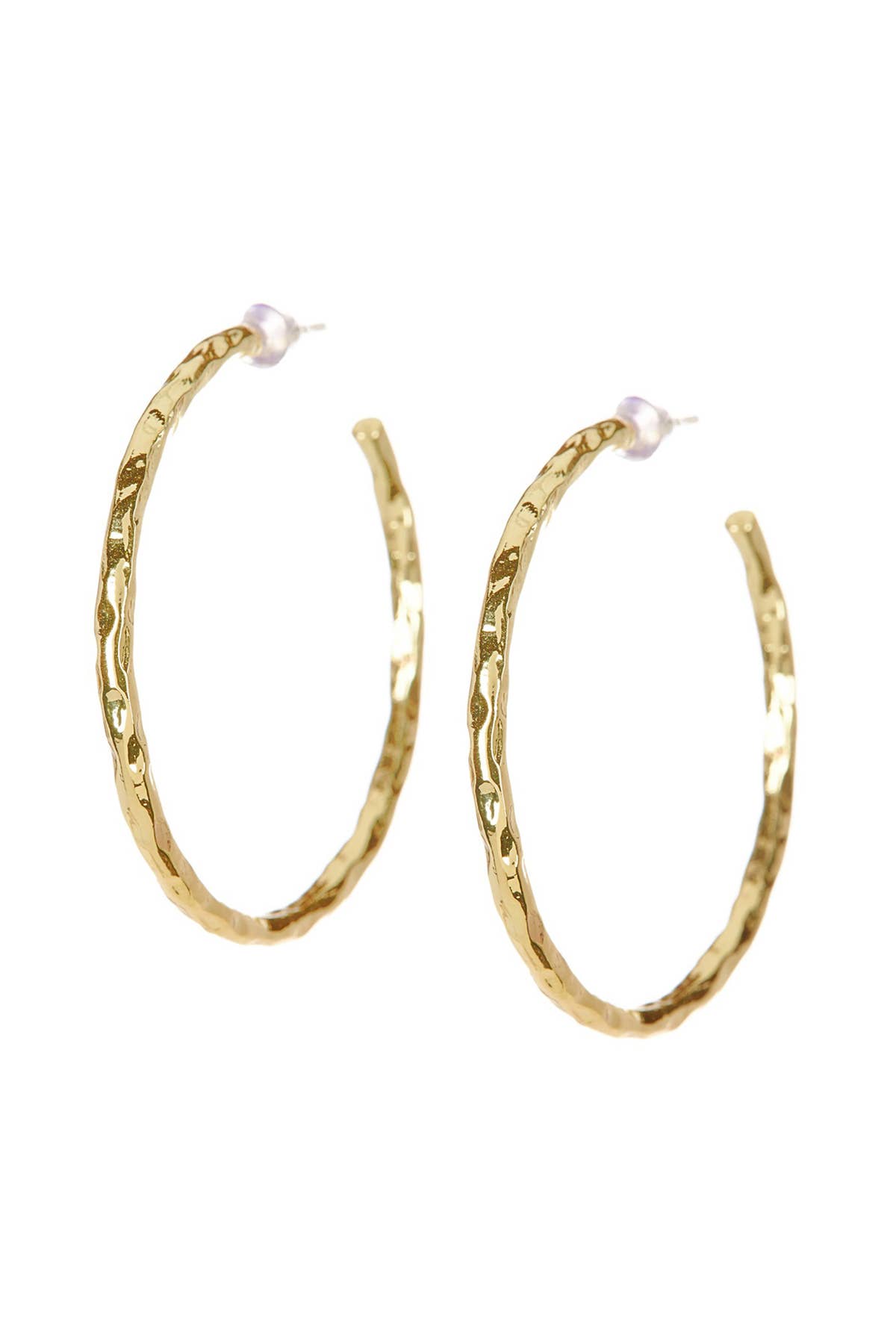 Hammered 2" Dia. Hoop Earrings In Gold - GF