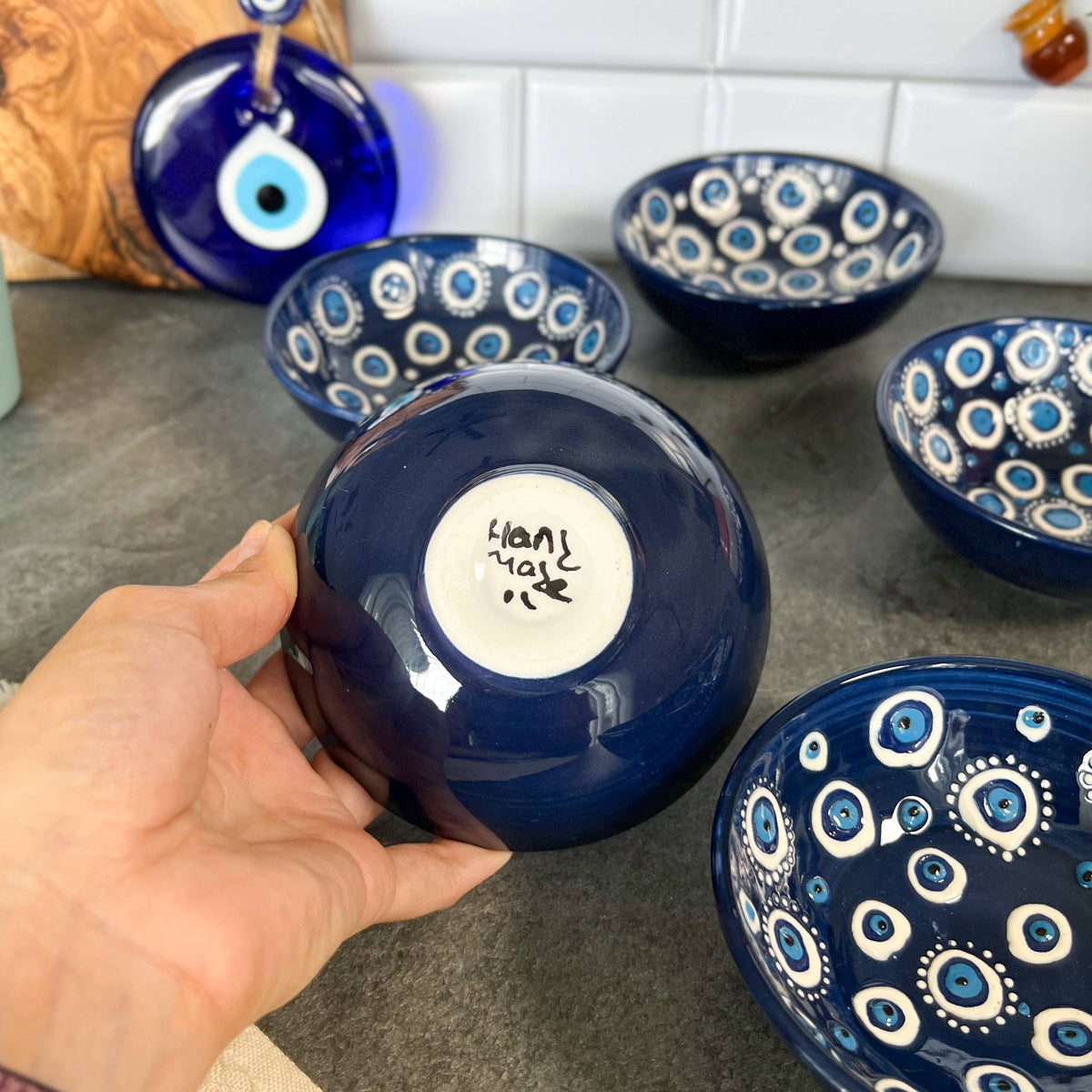 Medium Evil Eye Bowl, Handmade Ceramic Bowl, Boho Decor