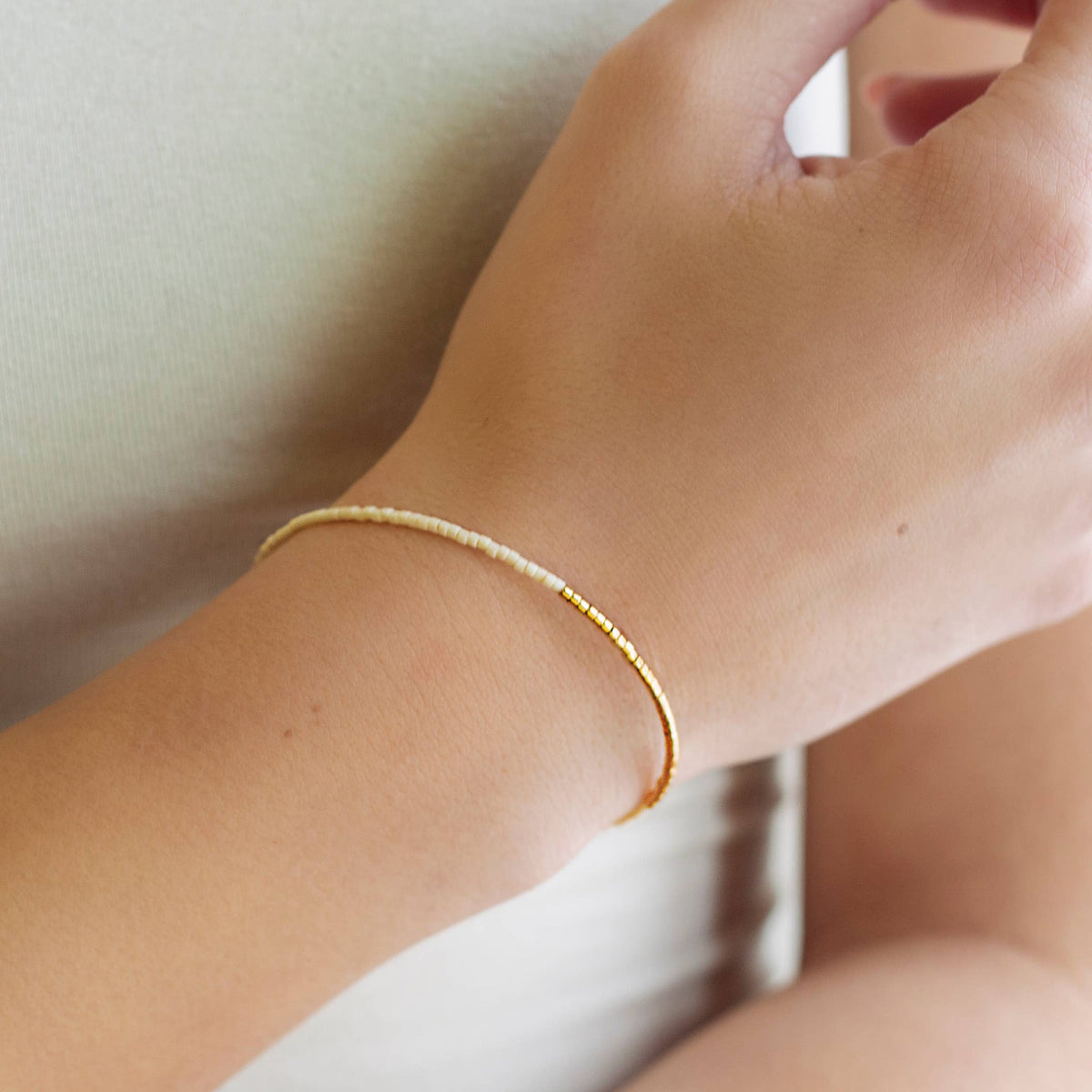 Norah Bangle-Ivory | Beaded Bracelet | Delicate Jewelry
