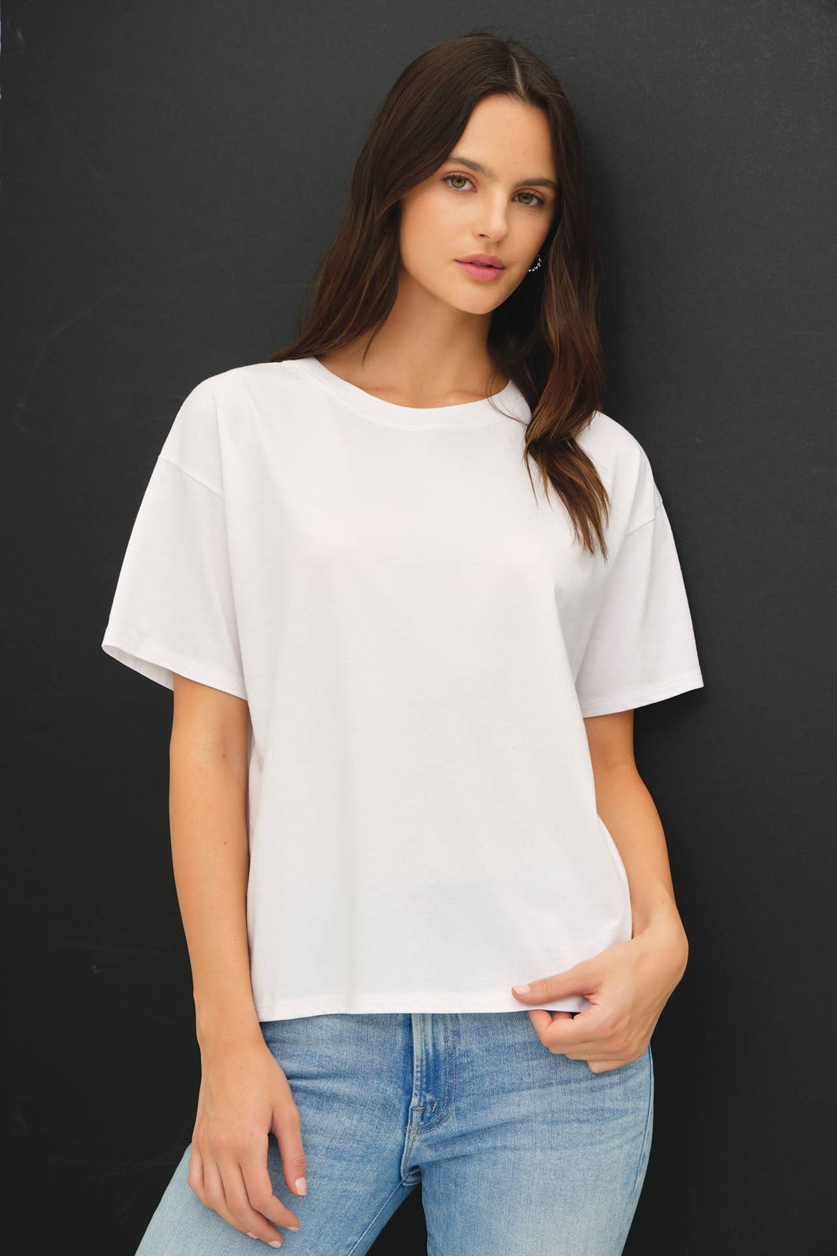 COTTON JERSEY OVERSIZED CROP T-SHIRTS