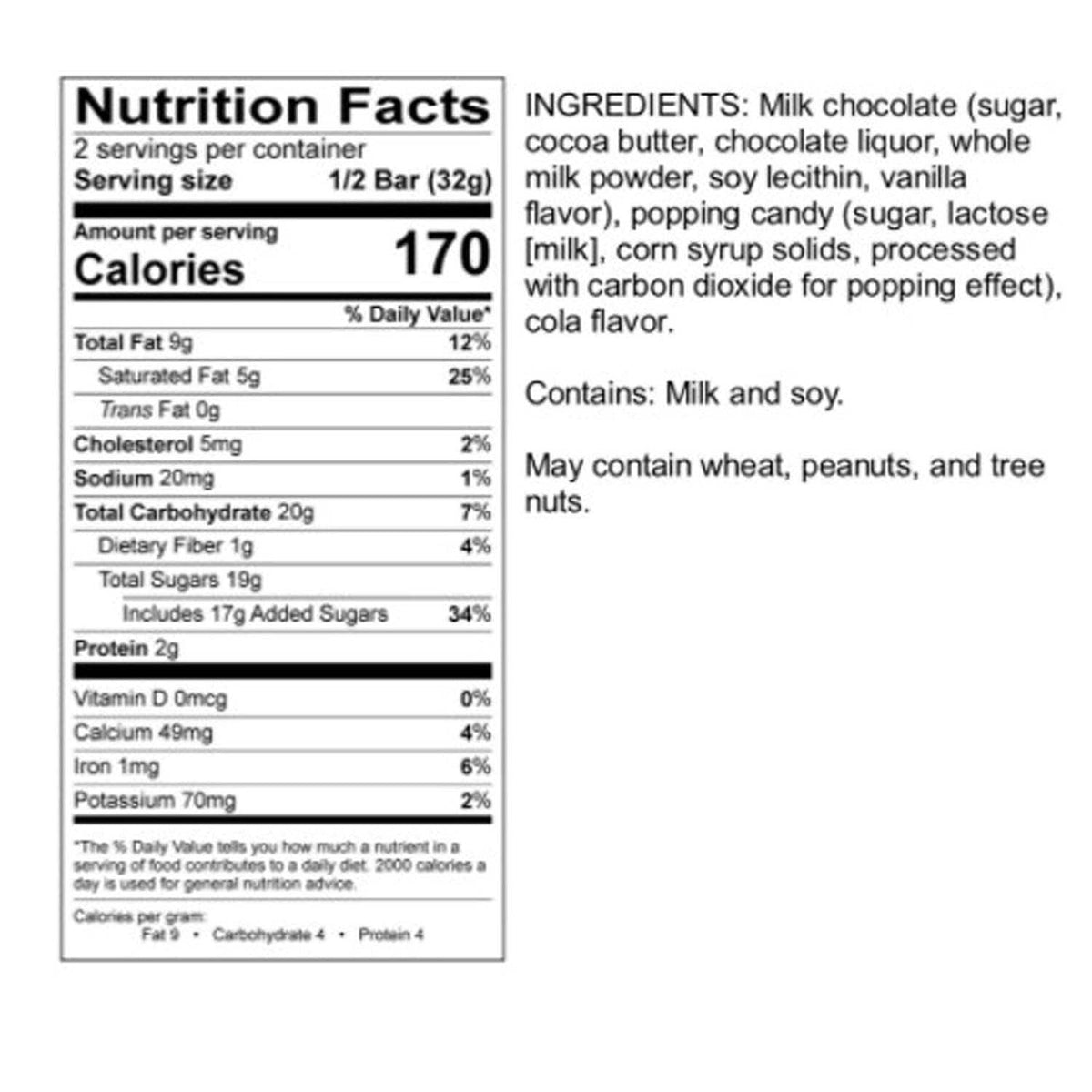 Candy Bar - Milk Chocolate - Soda Pop! - 2.25 oz