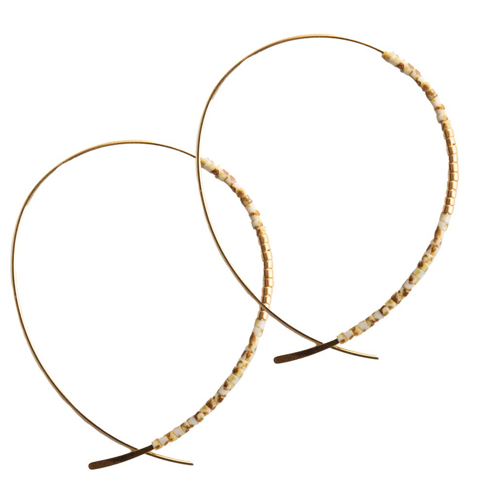 Norah Earrings-Taupe | Threader Hoop Minimalist