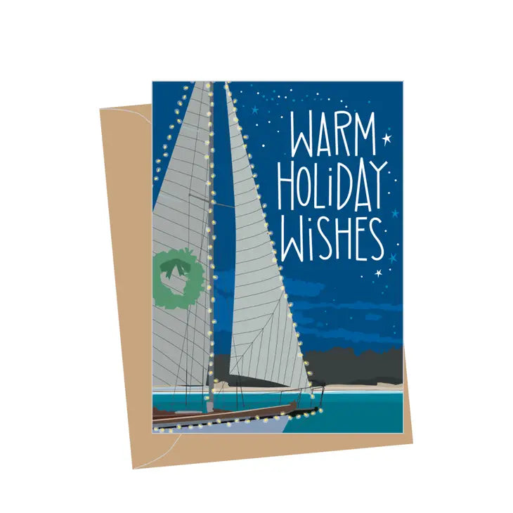 Mini Holiday Sailboat Folded Christmas Enclosure Card