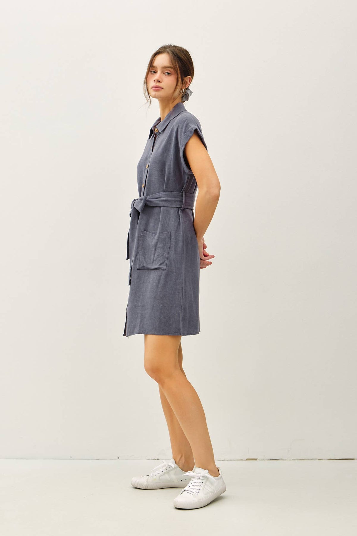 BUTTON UP SHORT SLEEVE DRESS