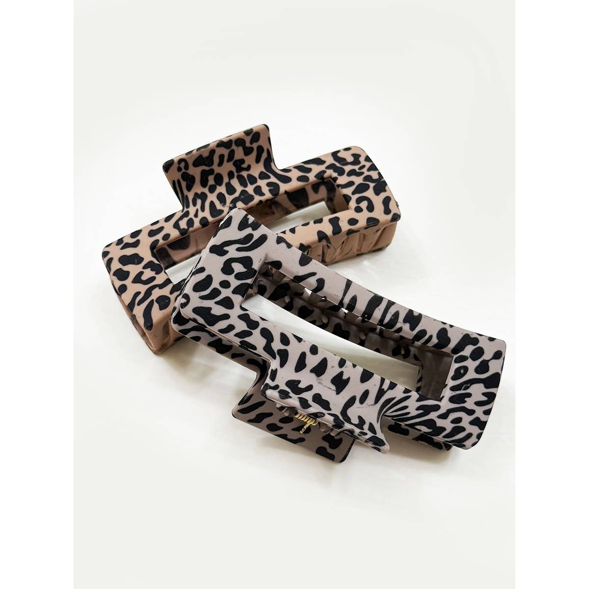 Matte Leopard Pattern Rectangle Hair Clips