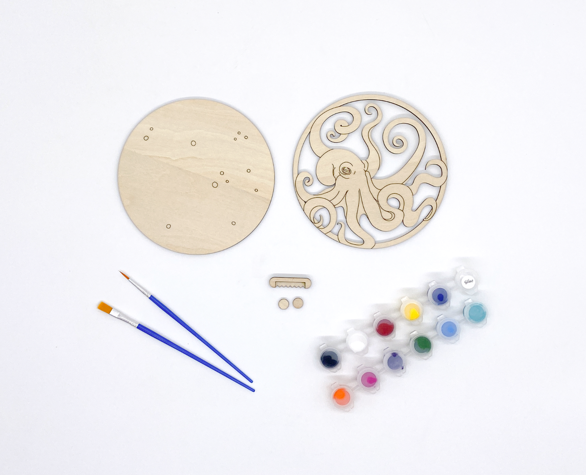 Tangled Treasures Octopus 3D Art | DIY Wood Craft Kit for Adults | Unique Ocean Lover Gift