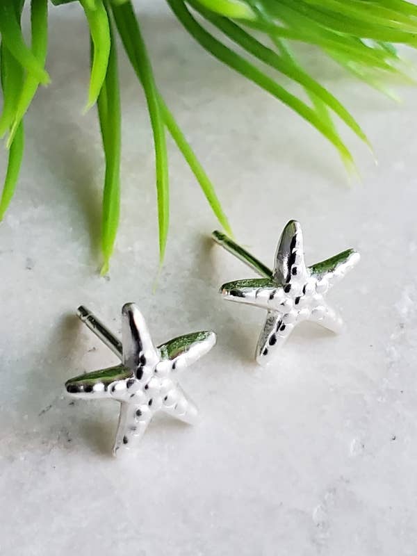 Silver Starfish Studs