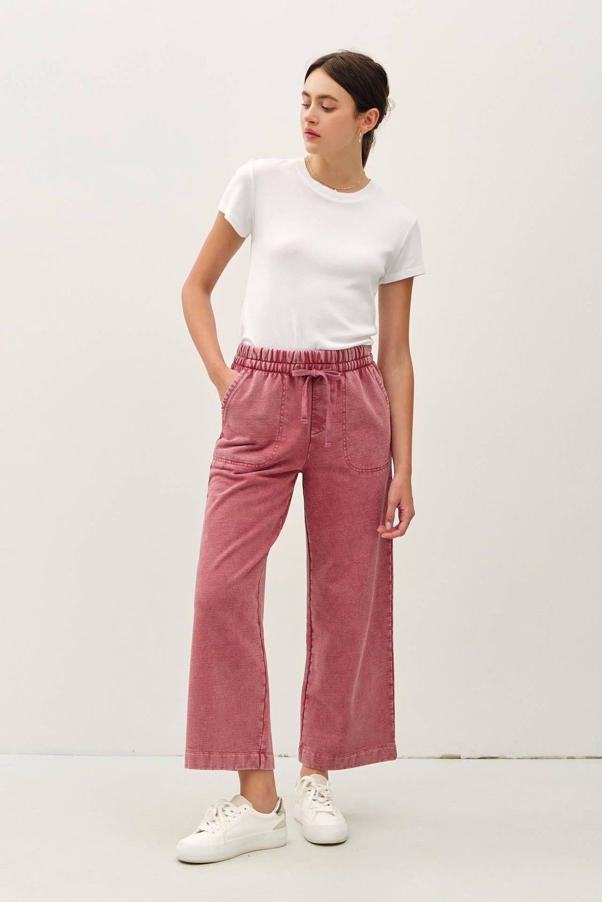 ACID WASH COTTON DRAWSTRING SWEATPANTS