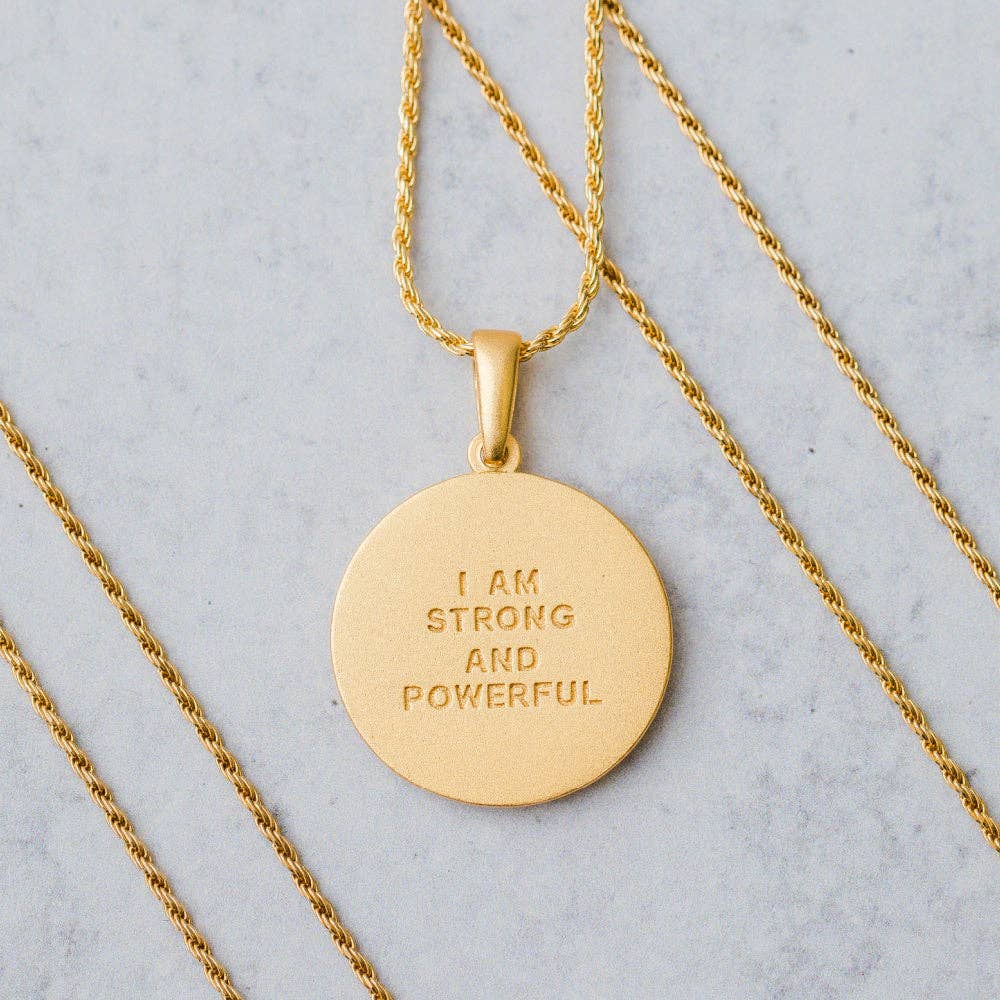 I Am Strong And Powerful - inspirational mandala necklace