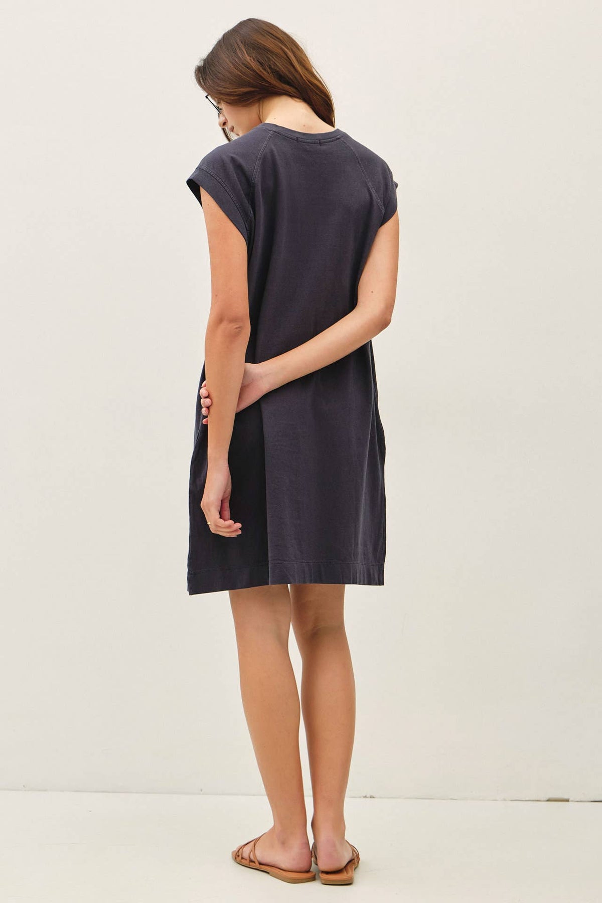 CASUAL CAPPED SLEEVE JERSEY DRESS