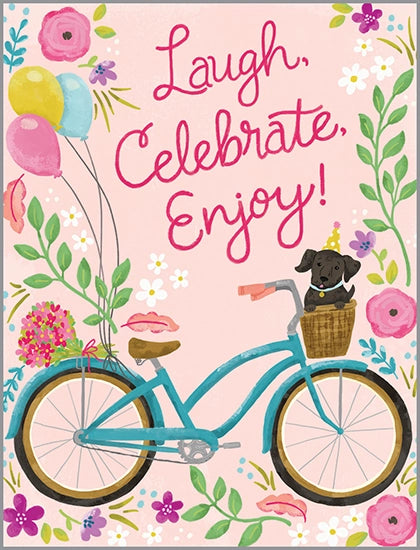 Laugh, Celebrate, Enjoy Bicycle Birthday Card