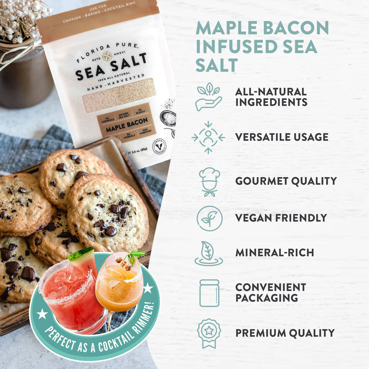 Maple Bacon Sea Salt Pouch (Flaked Sea Salt)- 3oz.