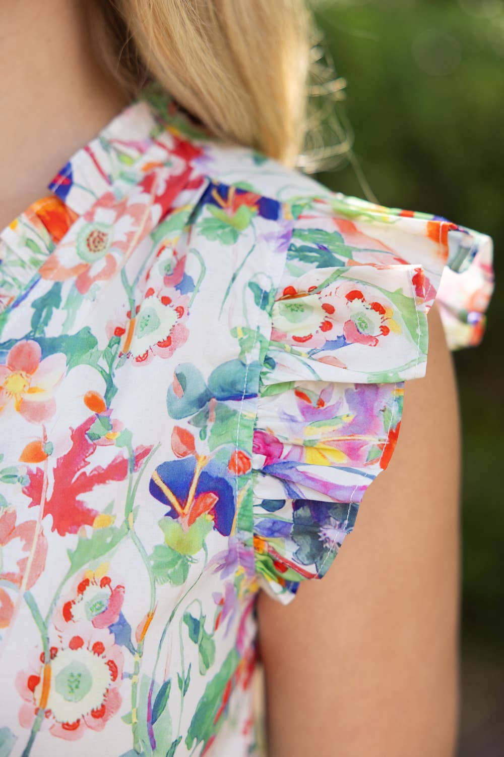 36741 Ruffle Details Tiered Floral Dress