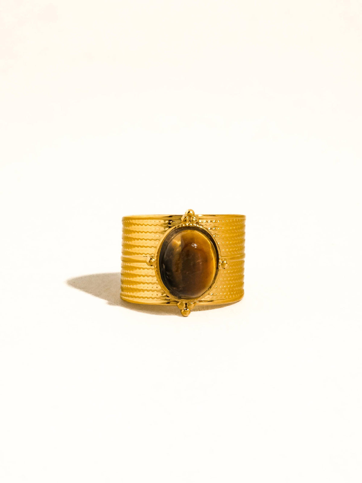 Oasis 18K Gold Non-Tarnish Stone Bold Adjustable Ring