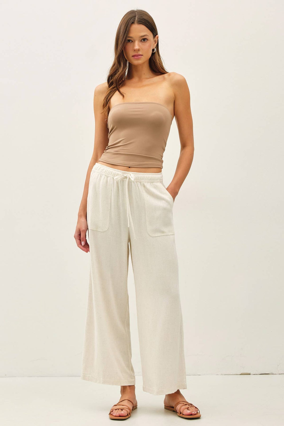 LINEN WIDE-LEG PANTS