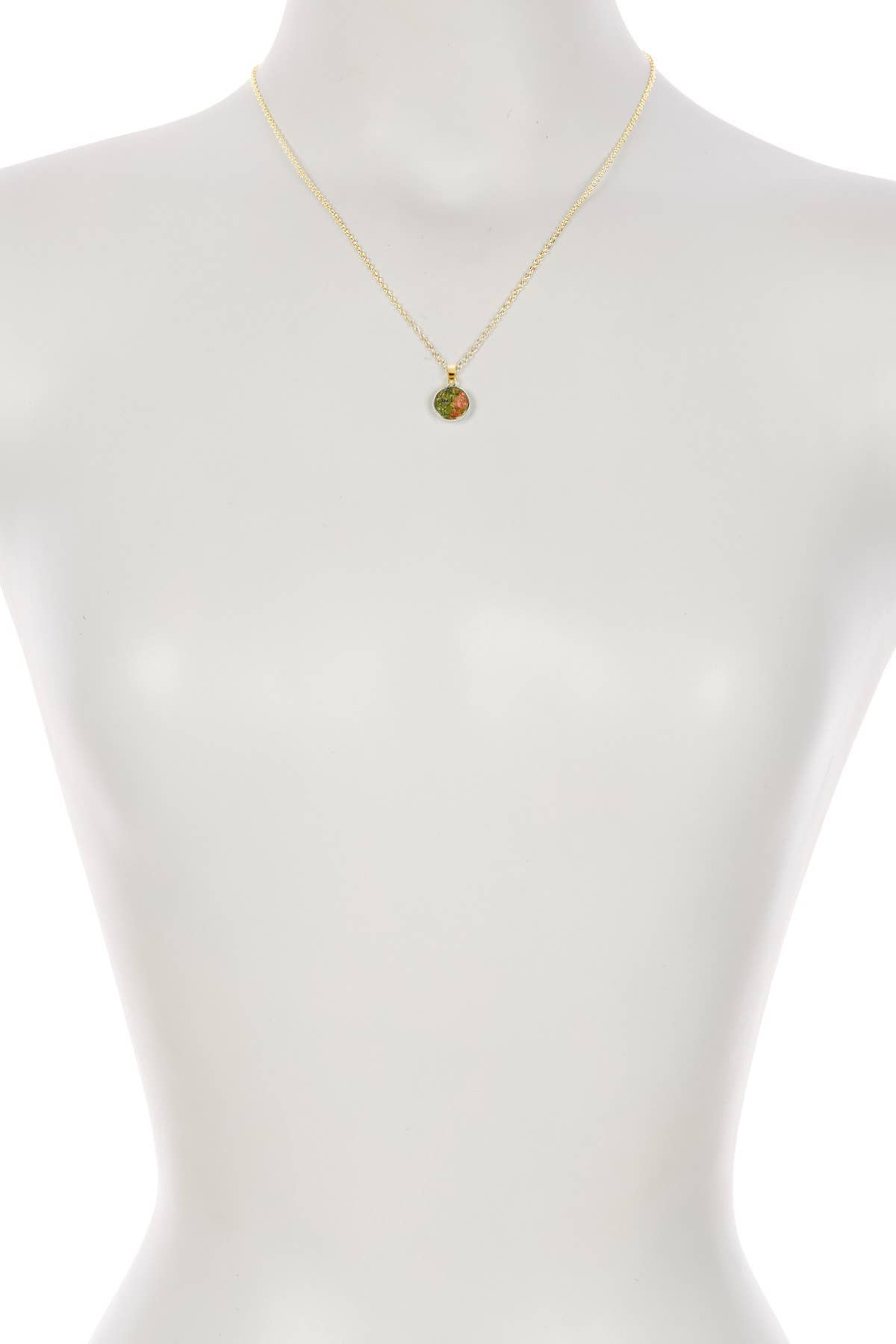 Unakite Round Pendant Necklace - GF
