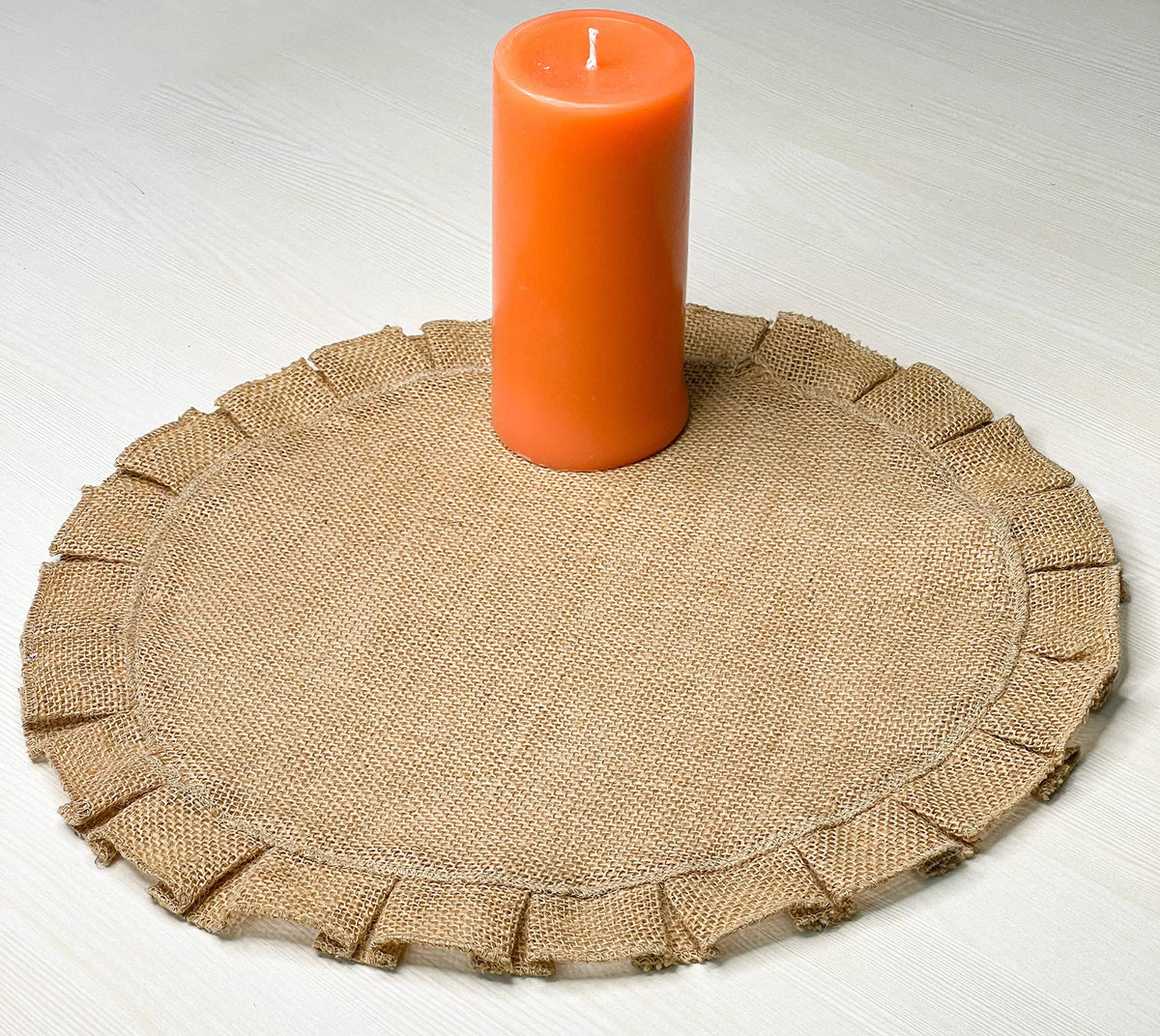 Set of 4 Burlap Round Placemats, 15 Inch
