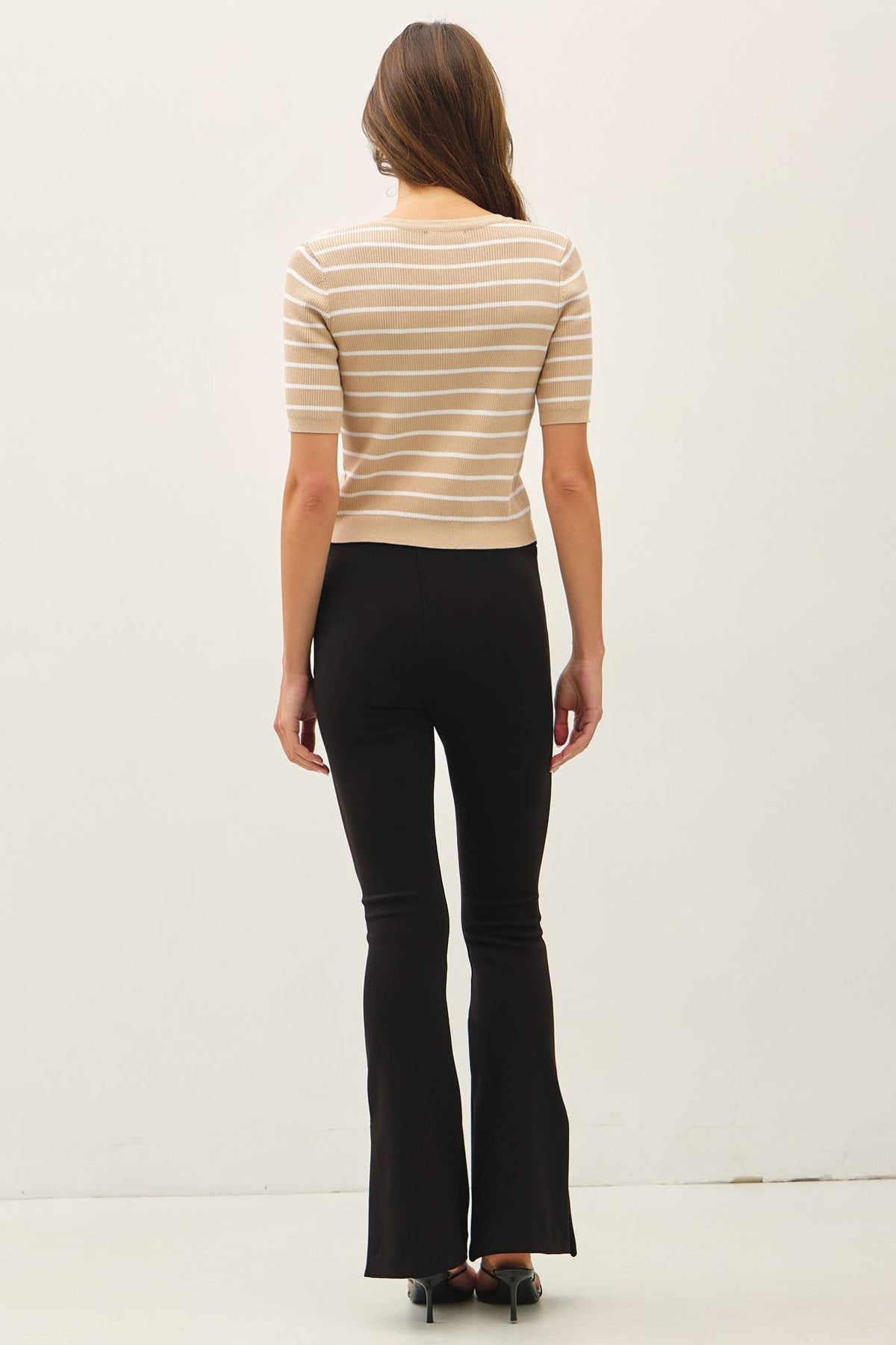 STRIPED SHORT SLEEVE CARDIGAN