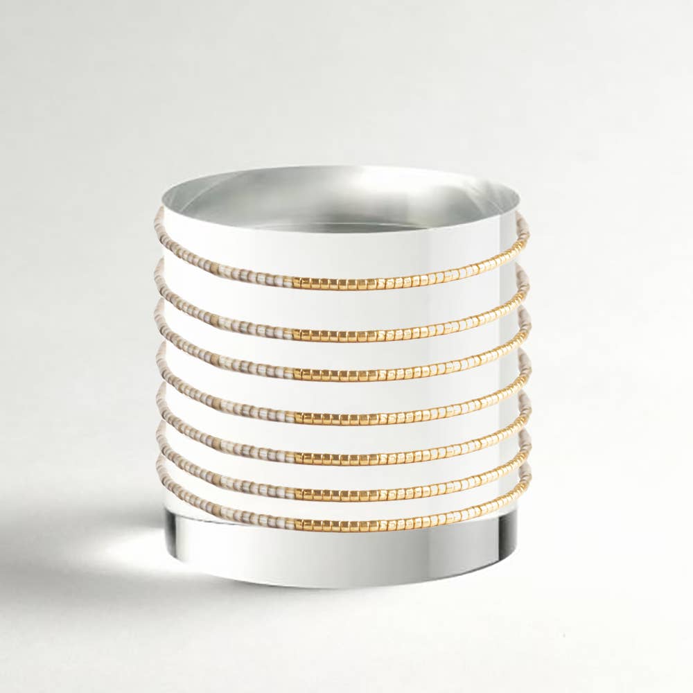 Norah Bangle-Smoky Quartz Beaded Bracelet | Delicate Jewelry