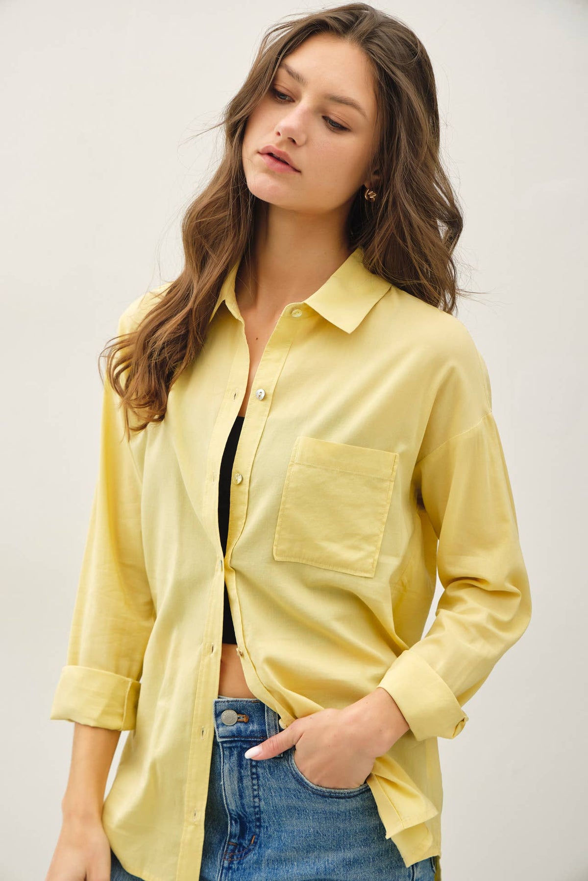 COTTON BLEND LIGHTWEIGHT OVERSIZED CLASSIC SHIRT