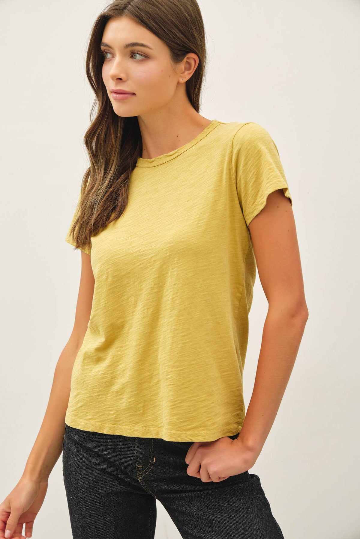 NEW SHADE-GARMENT DYED COTTON SLUB TEE