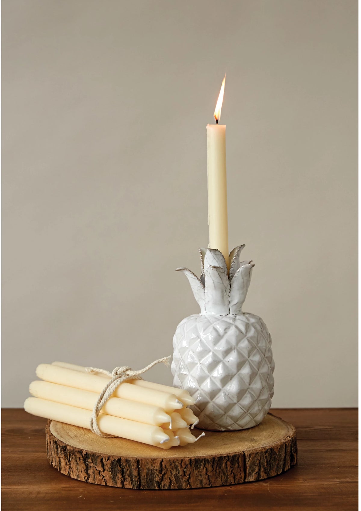 Cream Unscented 10" Taper Candles In Box - Set of 12