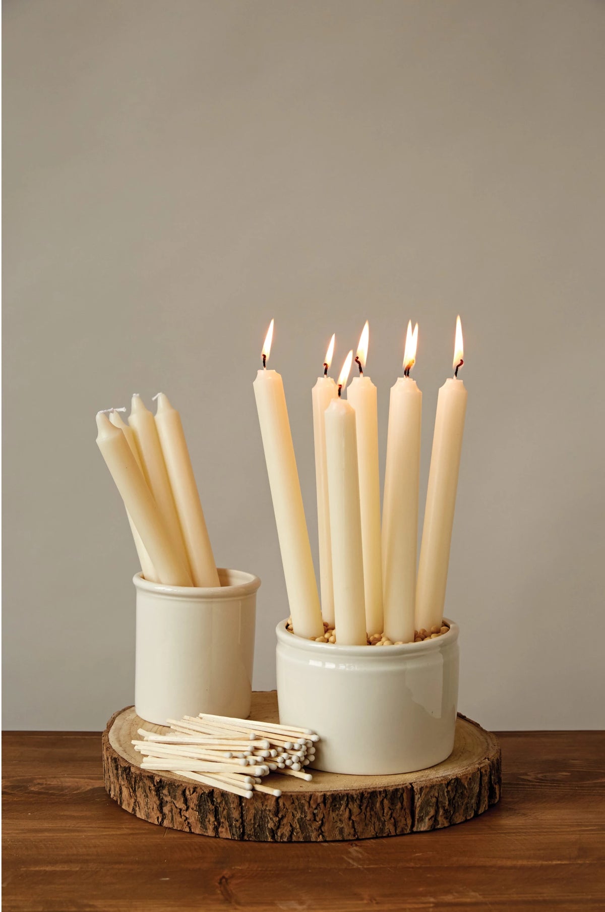 Cream Unscented 10" Taper Candles In Box - Set of 12
