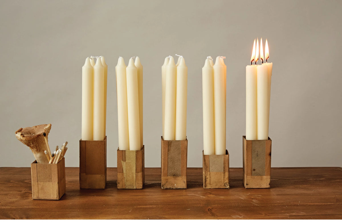 Cream Unscented 10" Taper Candles In Box - Set of 12