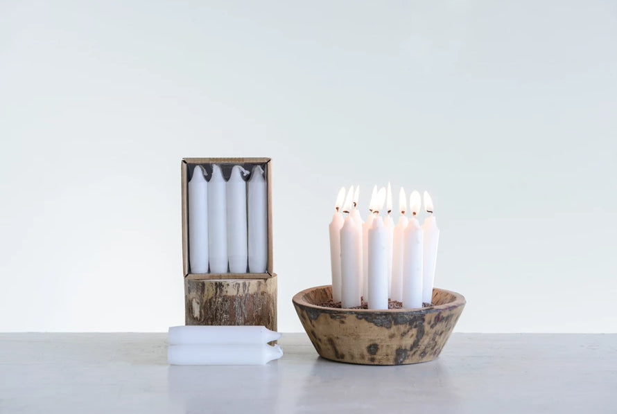 White Unscented 5" Taper Candles In Box - Set of 12