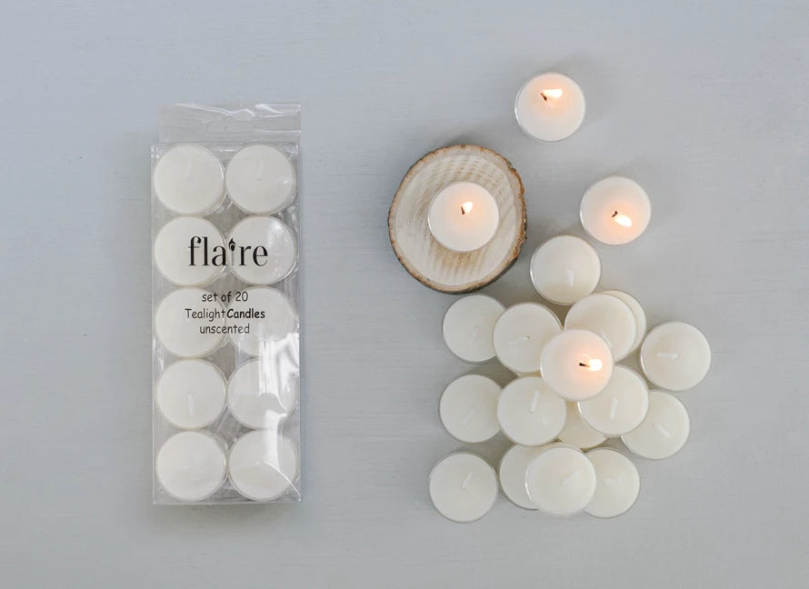 Flaire Cream Unscented Tealights - Set of 20