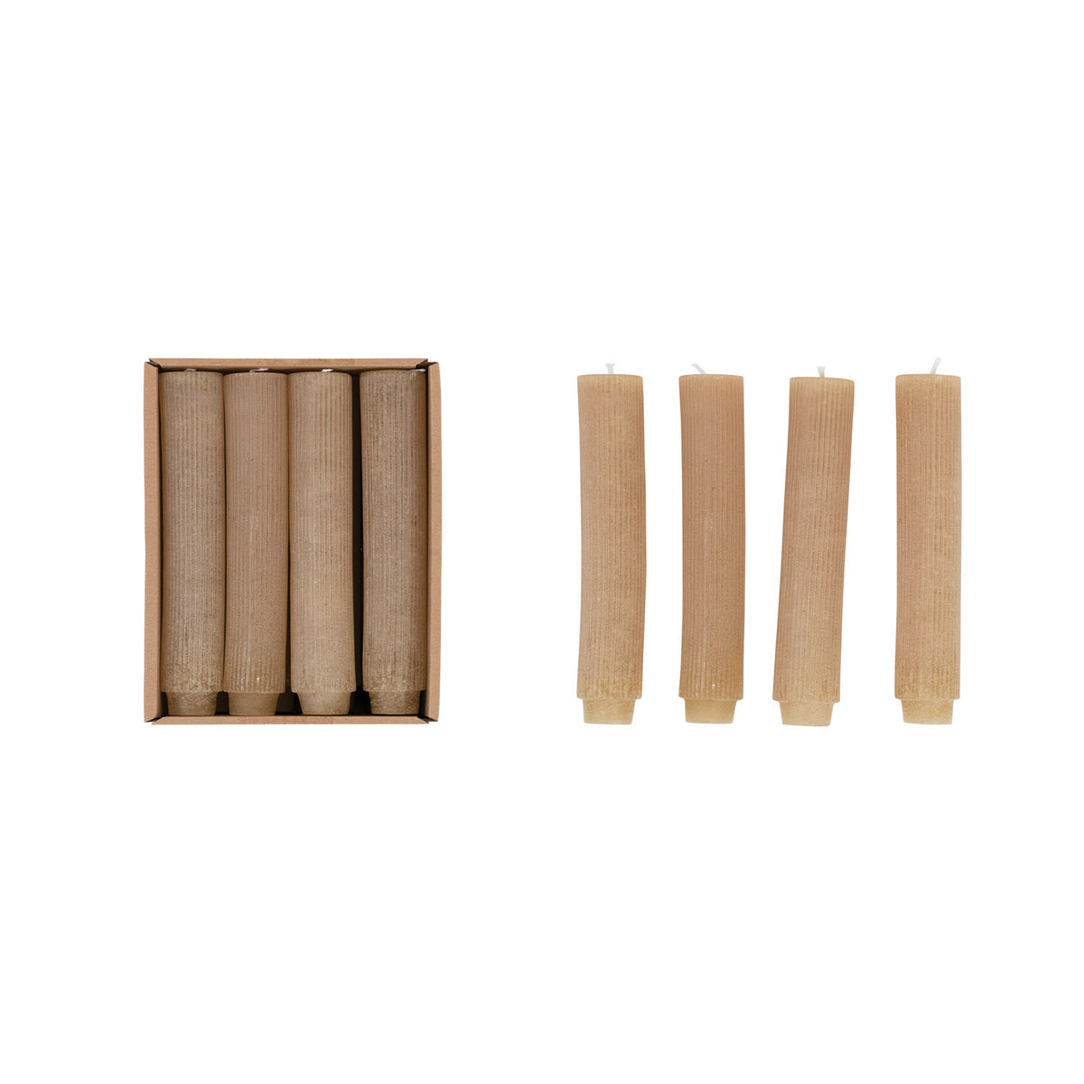 Unscented Pleated Taper Candles in Box, Set of 12