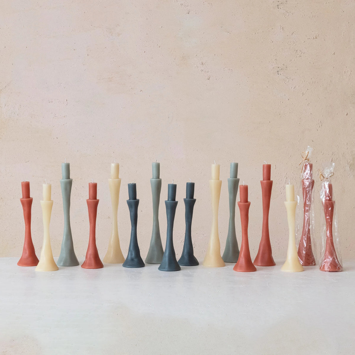 Unscented Taper in Taper Holder Shaped Candle - Pink Color