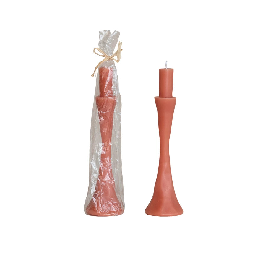 Unscented Taper in Taper Holder Shaped Candle - Pink Color