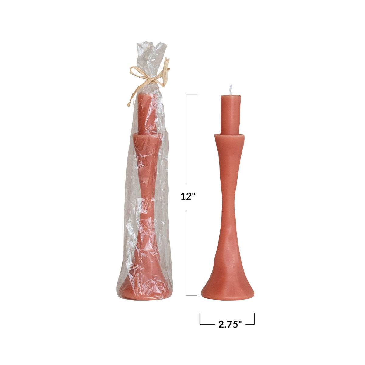 Unscented Taper in Taper Holder Shaped Candle - Pink Color