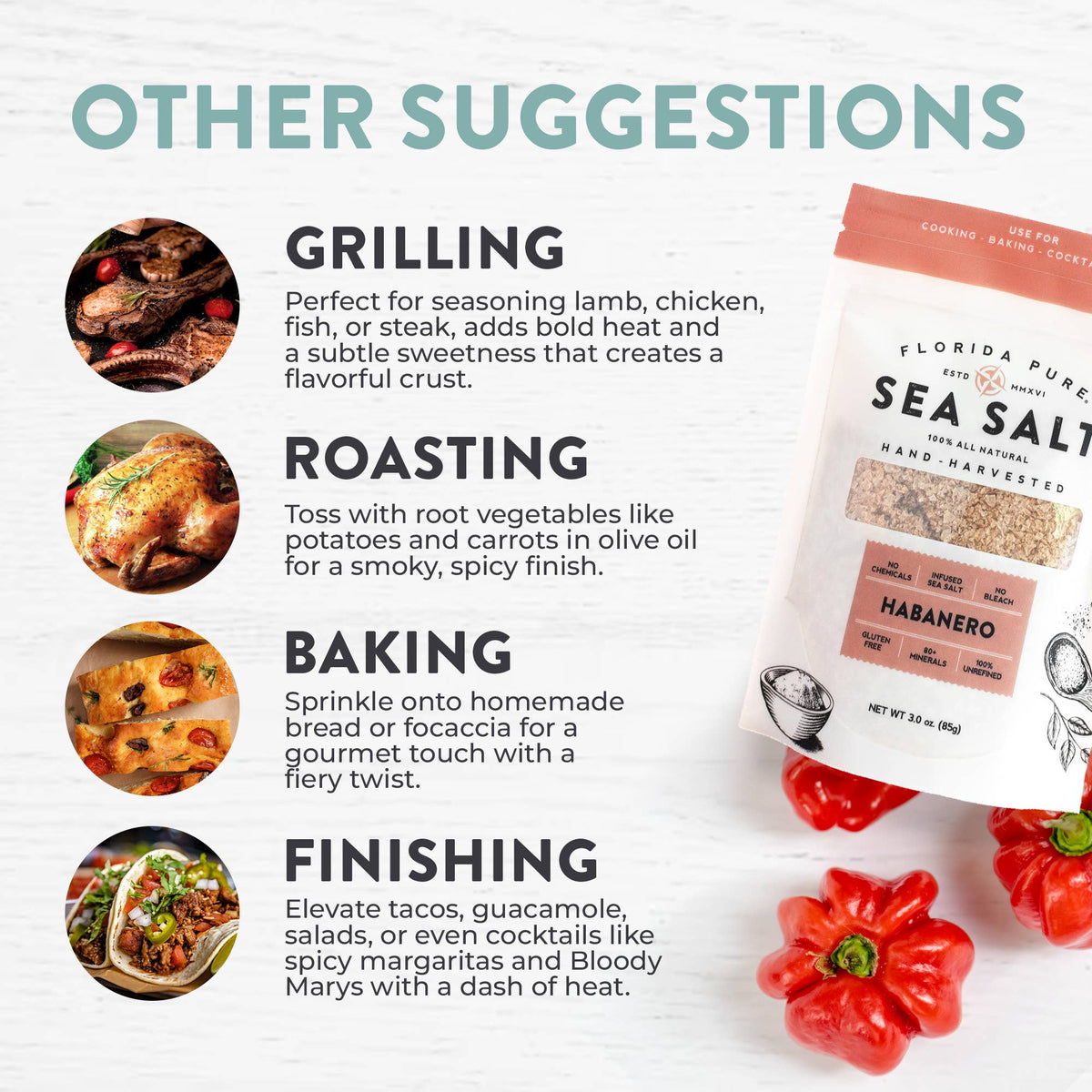 Habanero Sea Salt Pouch (Flaked Sea Salt)- 3oz.