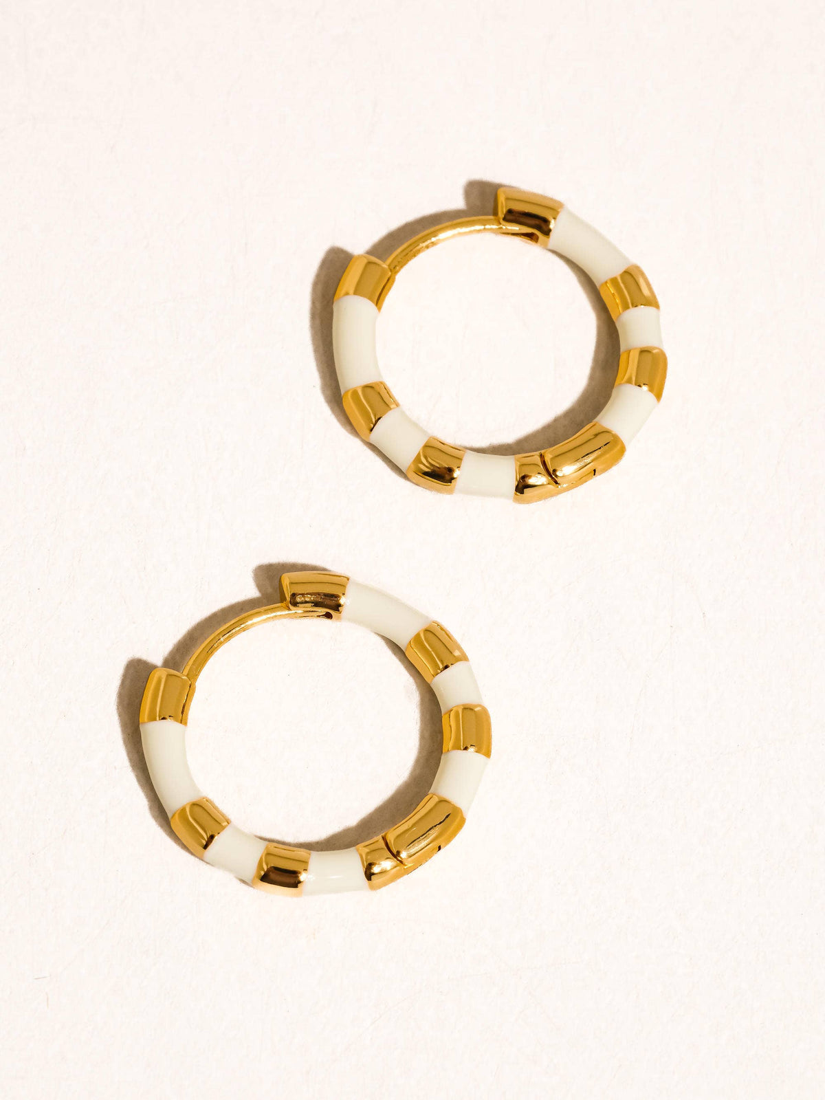 Avielle 18K Gold Vintage Enamel Hoop Earring. Each Sold Separately.