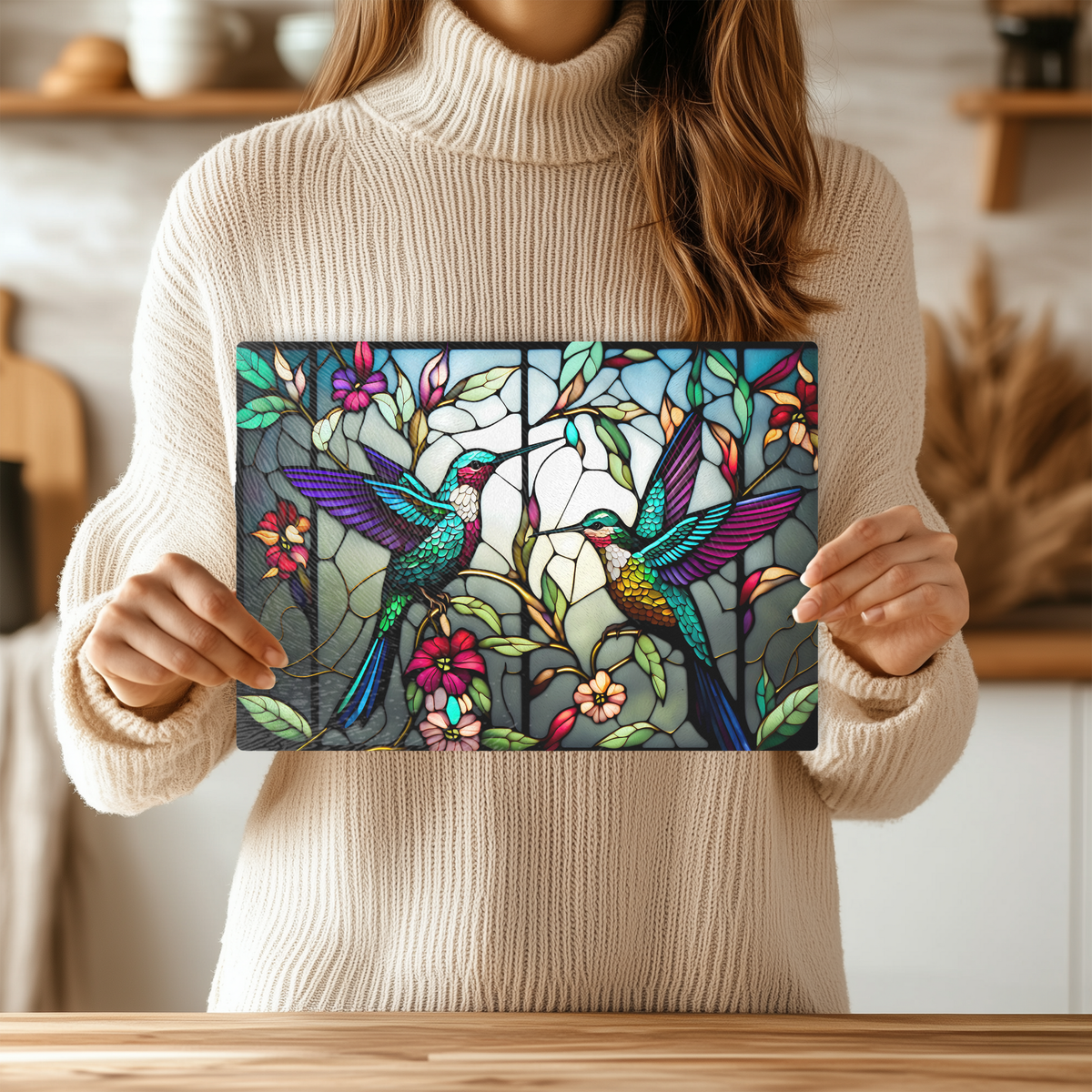 Tempered Glass Cutting Board: Hummingbird Charcuterie Tray