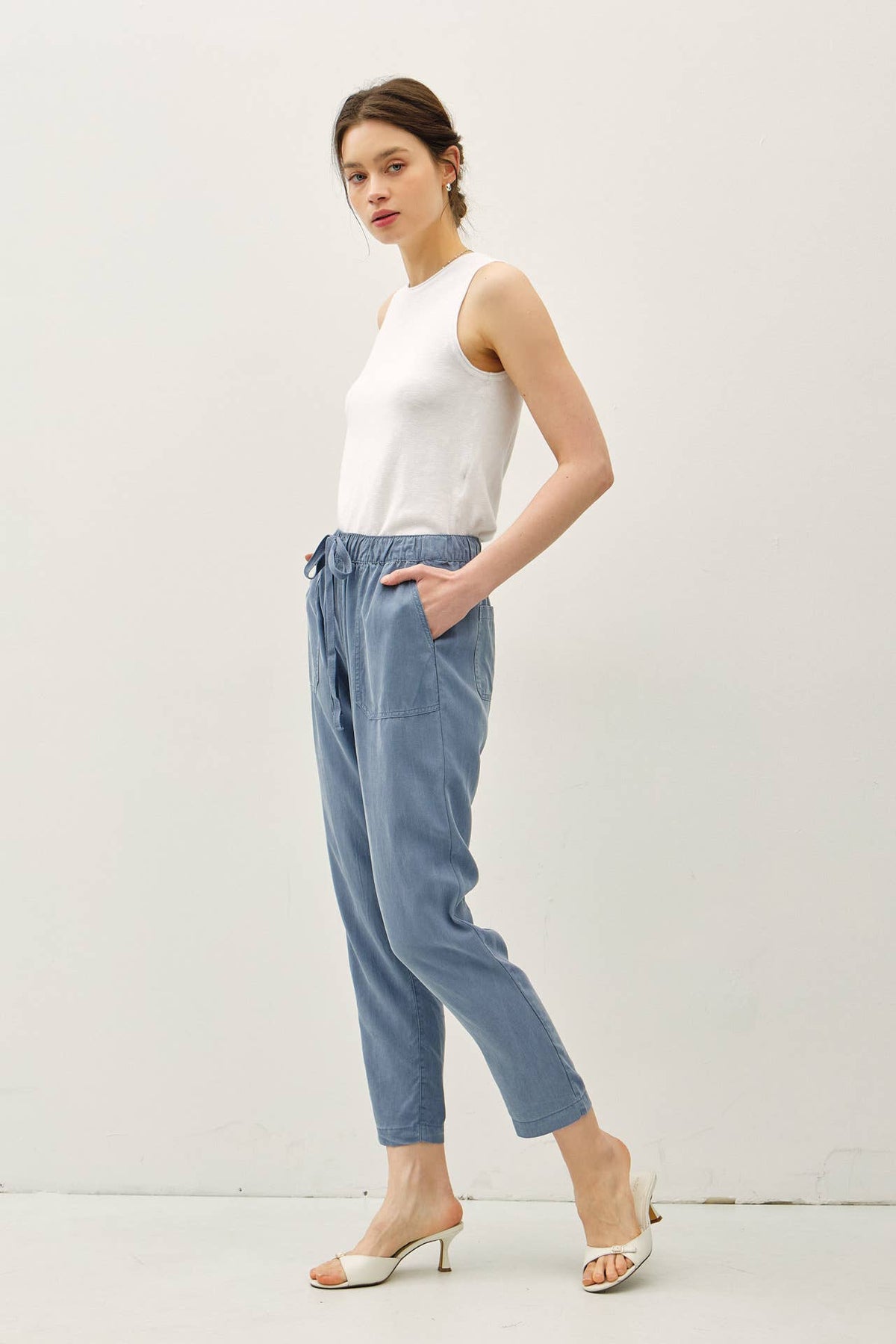 NEW COLOR -TENCEL TAPERED PANTS