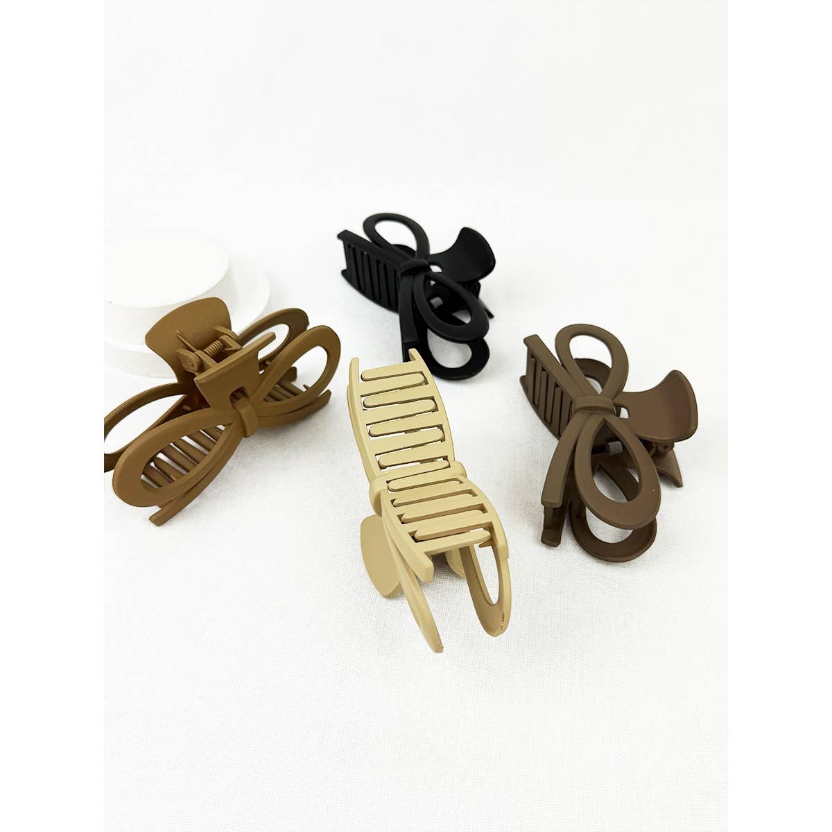 Matte Jumbo Knotted Bow in Neutral Color Hair Claw