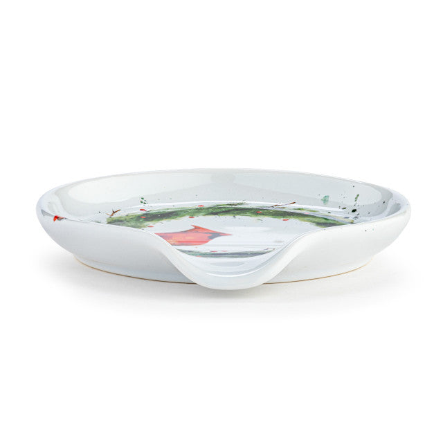 Cardinal in Holly Wreath Spoon Rest