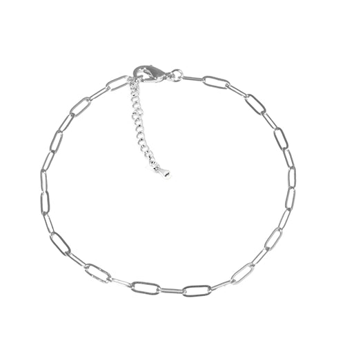 Maya J Silver Tone Paperclip Anklet