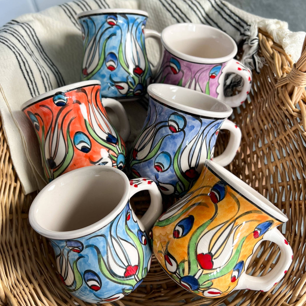 Hand Painted Ceramic Mugs, Coffee Mugs, Floral Handmade Mug
