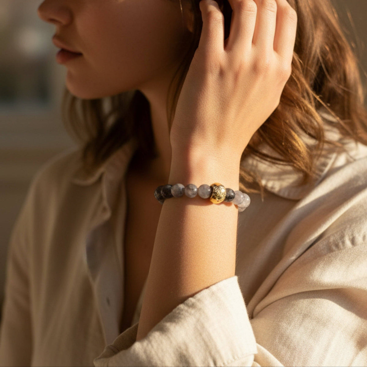 Gemstone Bracelet-10mm-Iolite