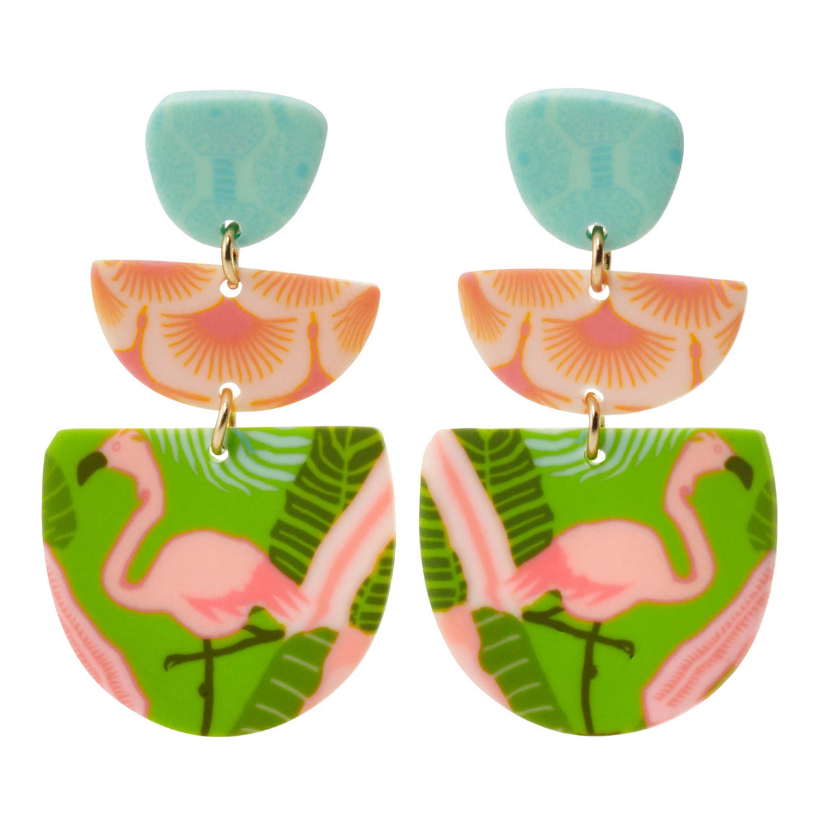 Palm Beach Triple Clay Bezel Post Earrings