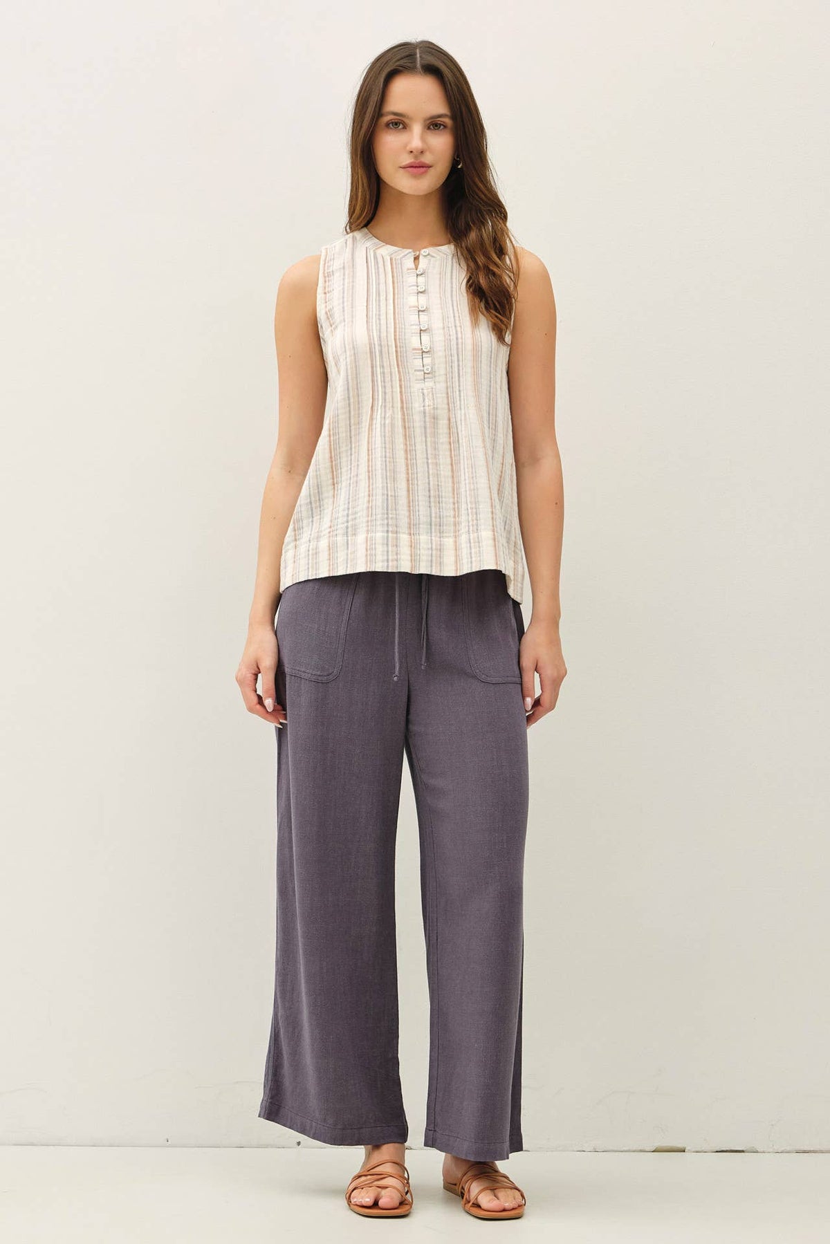 LINEN WIDE-LEG PANTS