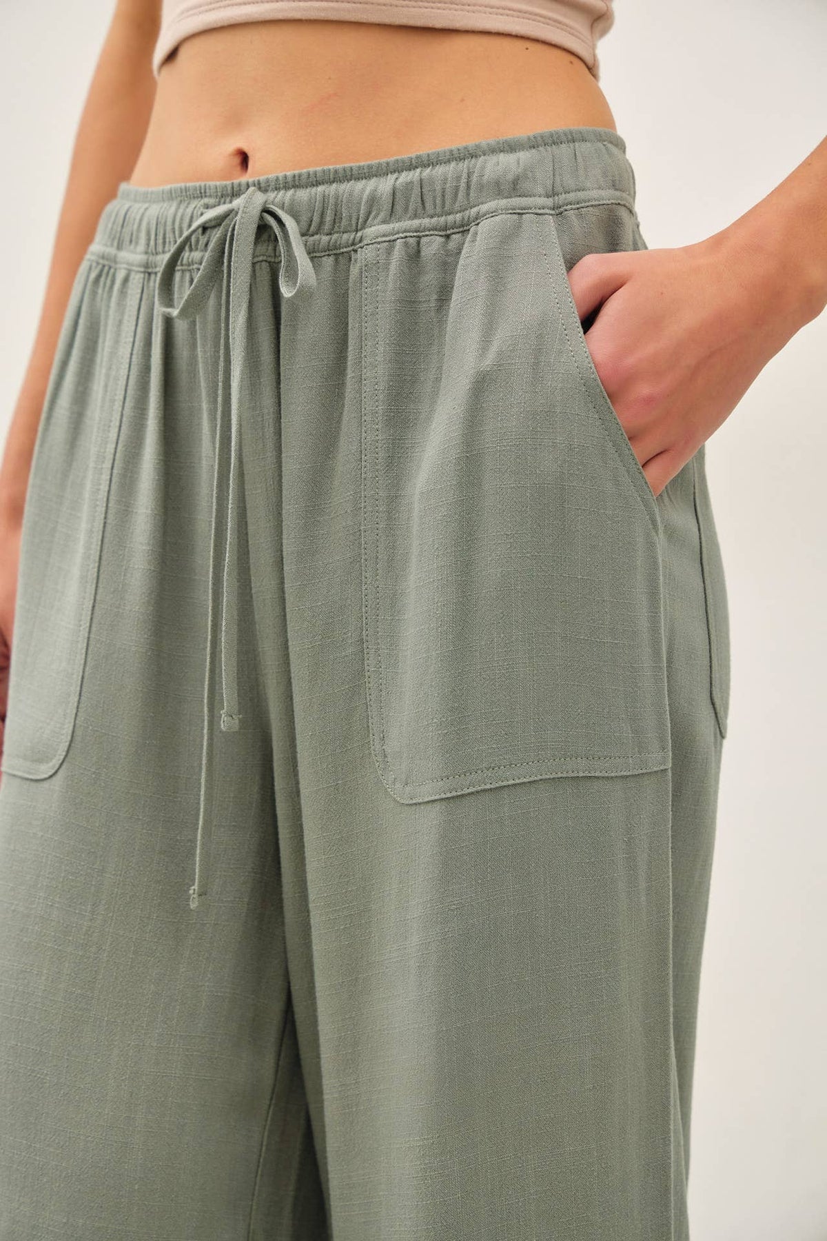 LINEN WIDE-LEG PANTS
