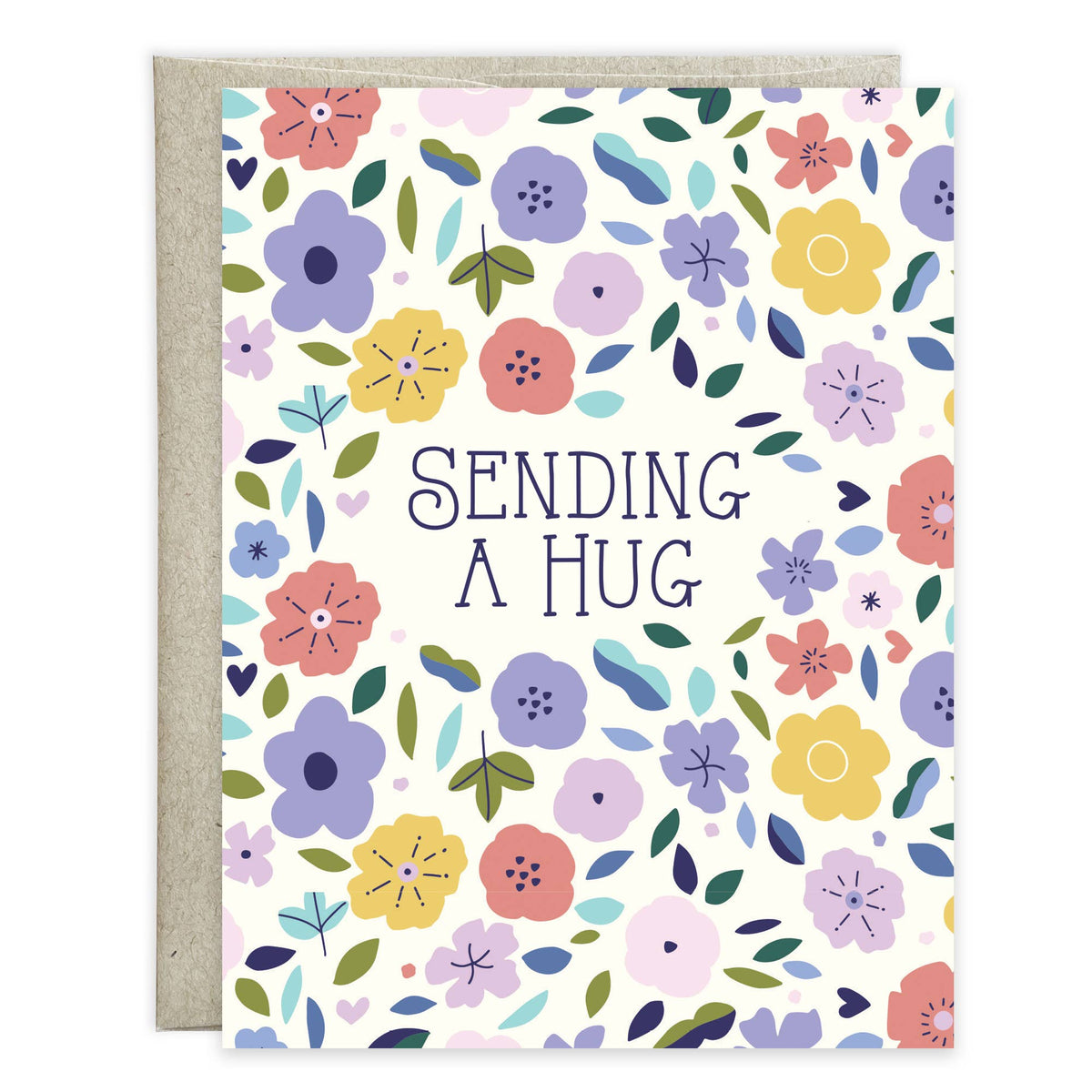 Thinking of You Greeting Card - Sweet purple flowers